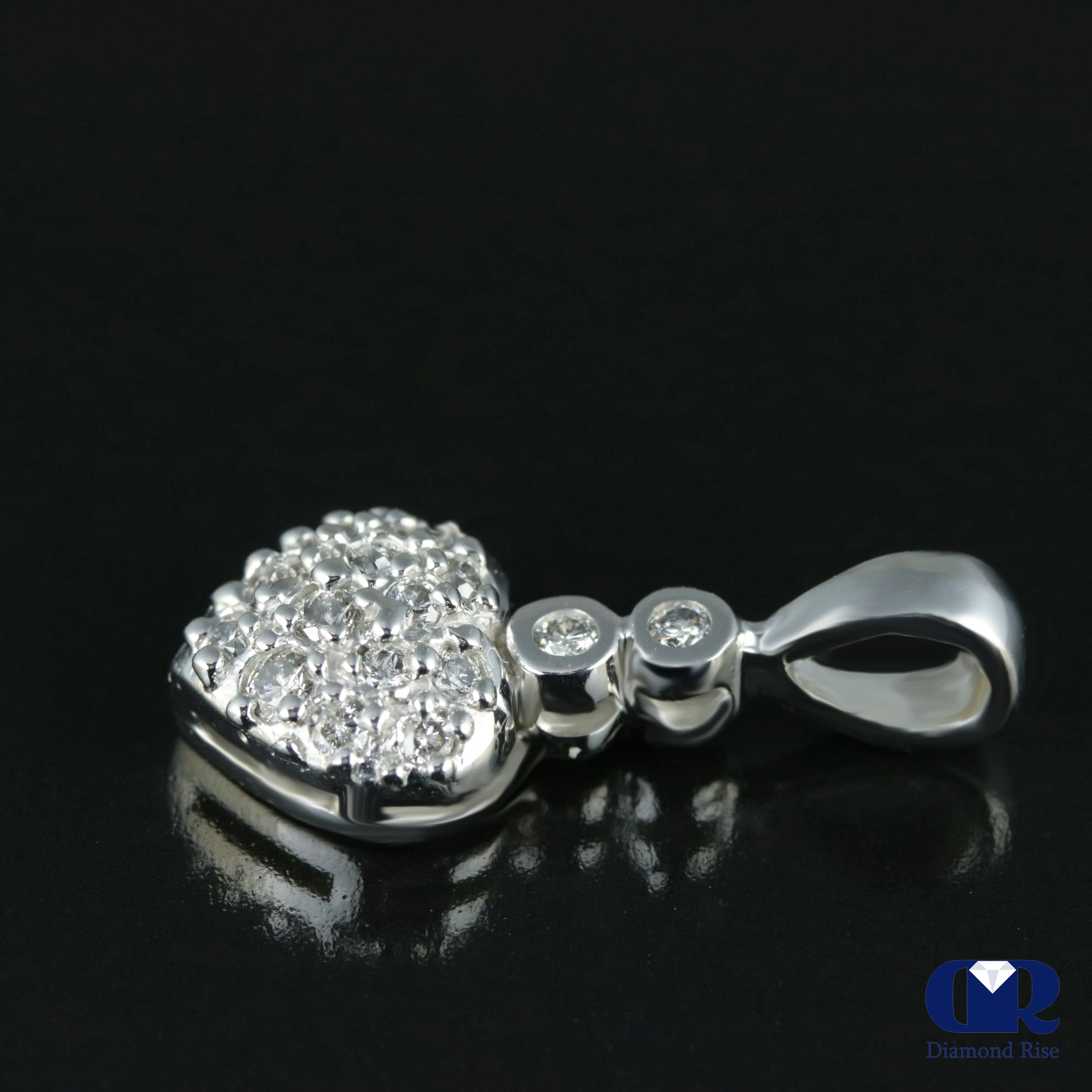 0.25 Carat Diamond Heart Shape Pendant Necklace 14K White Gold With Chain