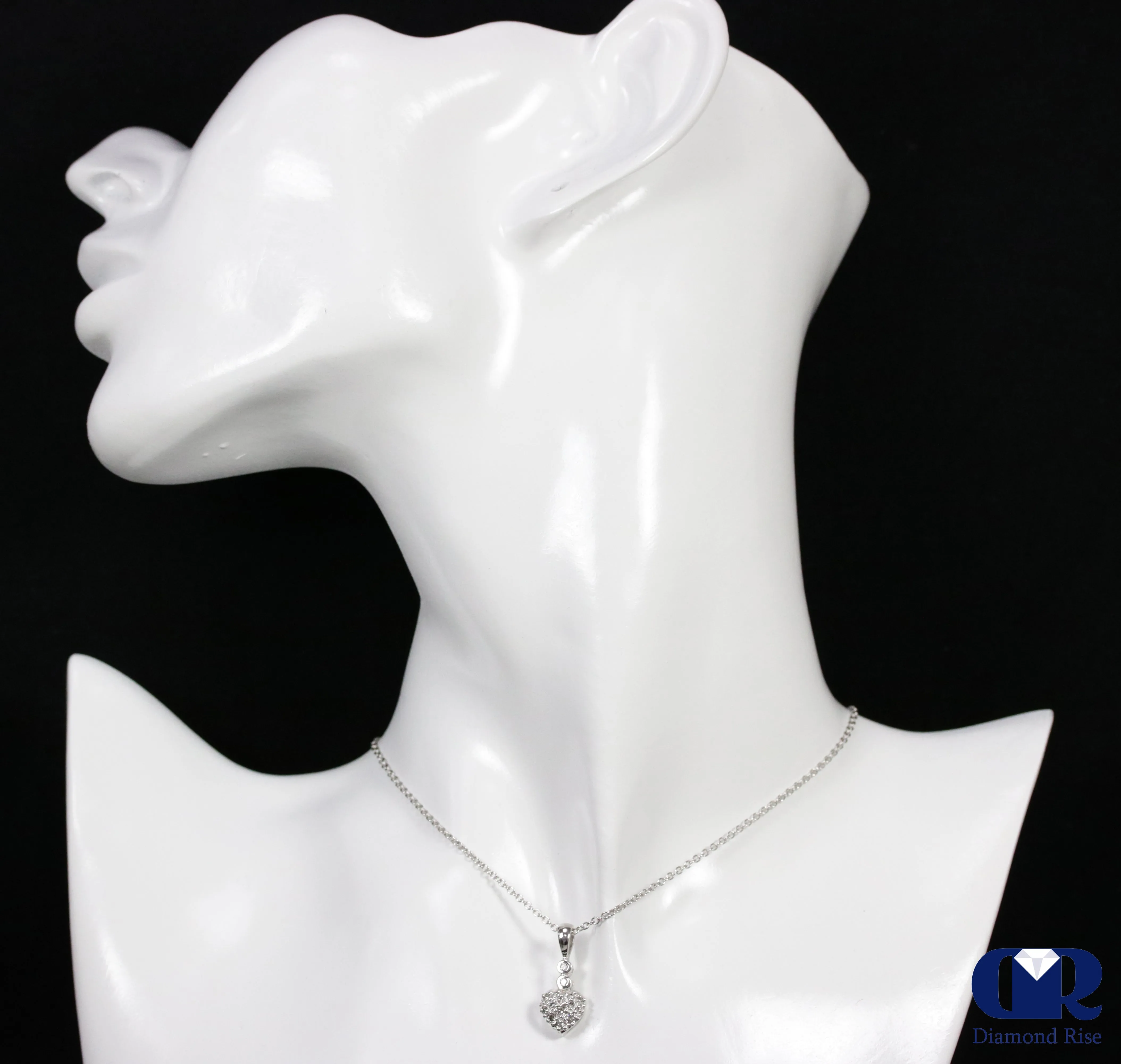 0.25 Carat Diamond Heart Shape Pendant Necklace 14K White Gold With Chain