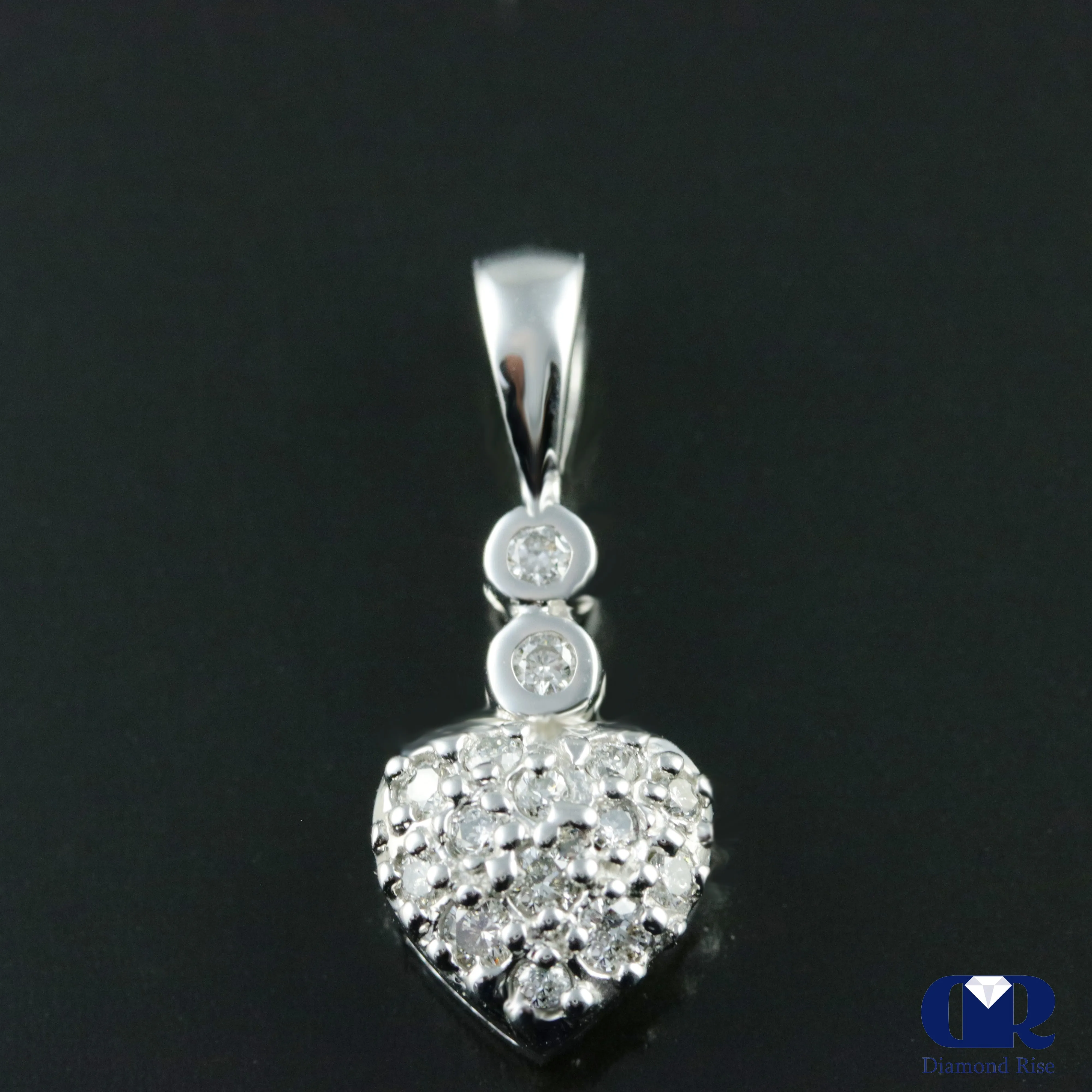 0.25 Carat Diamond Heart Shape Pendant Necklace 14K White Gold With Chain