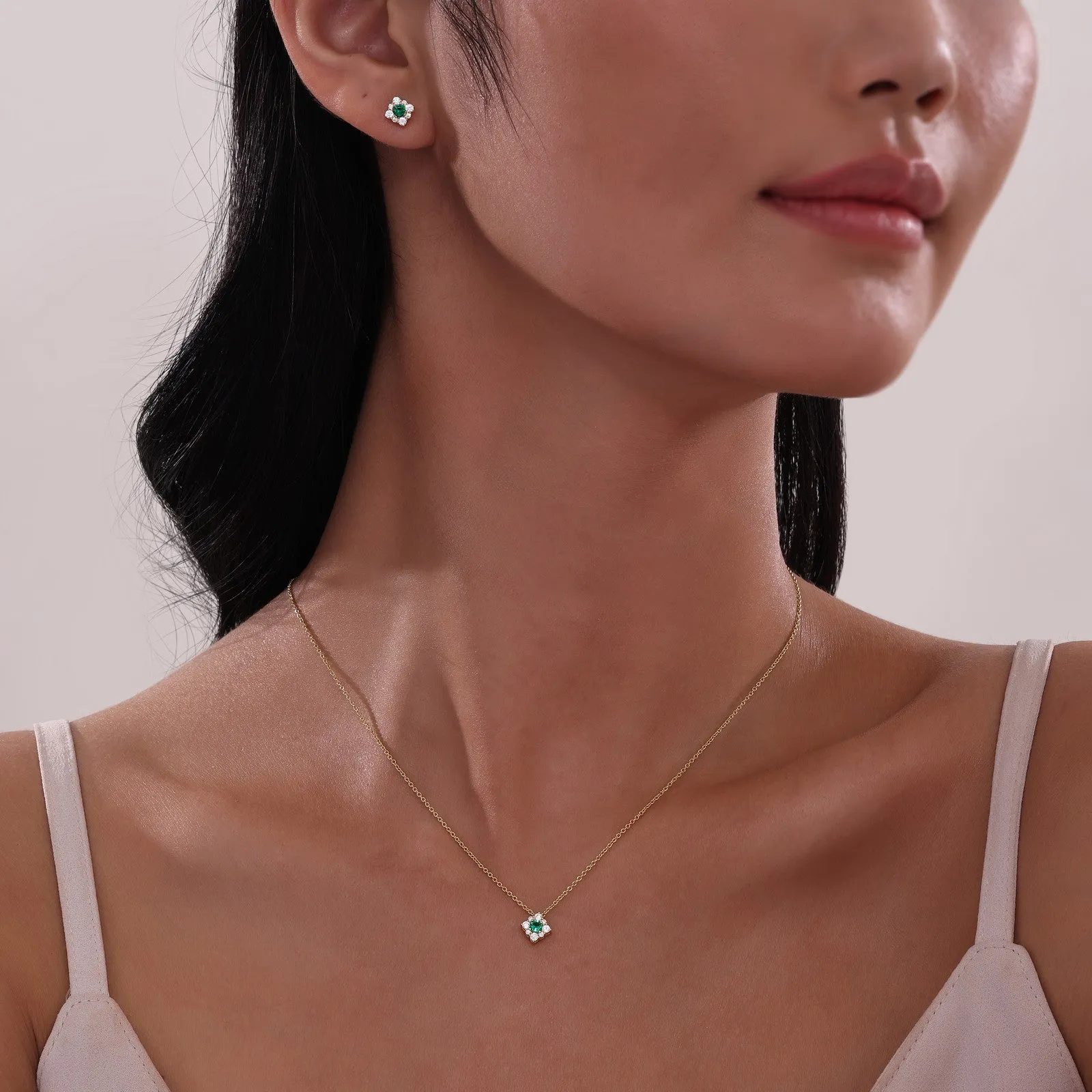 0.43 CTW Halo Necklace