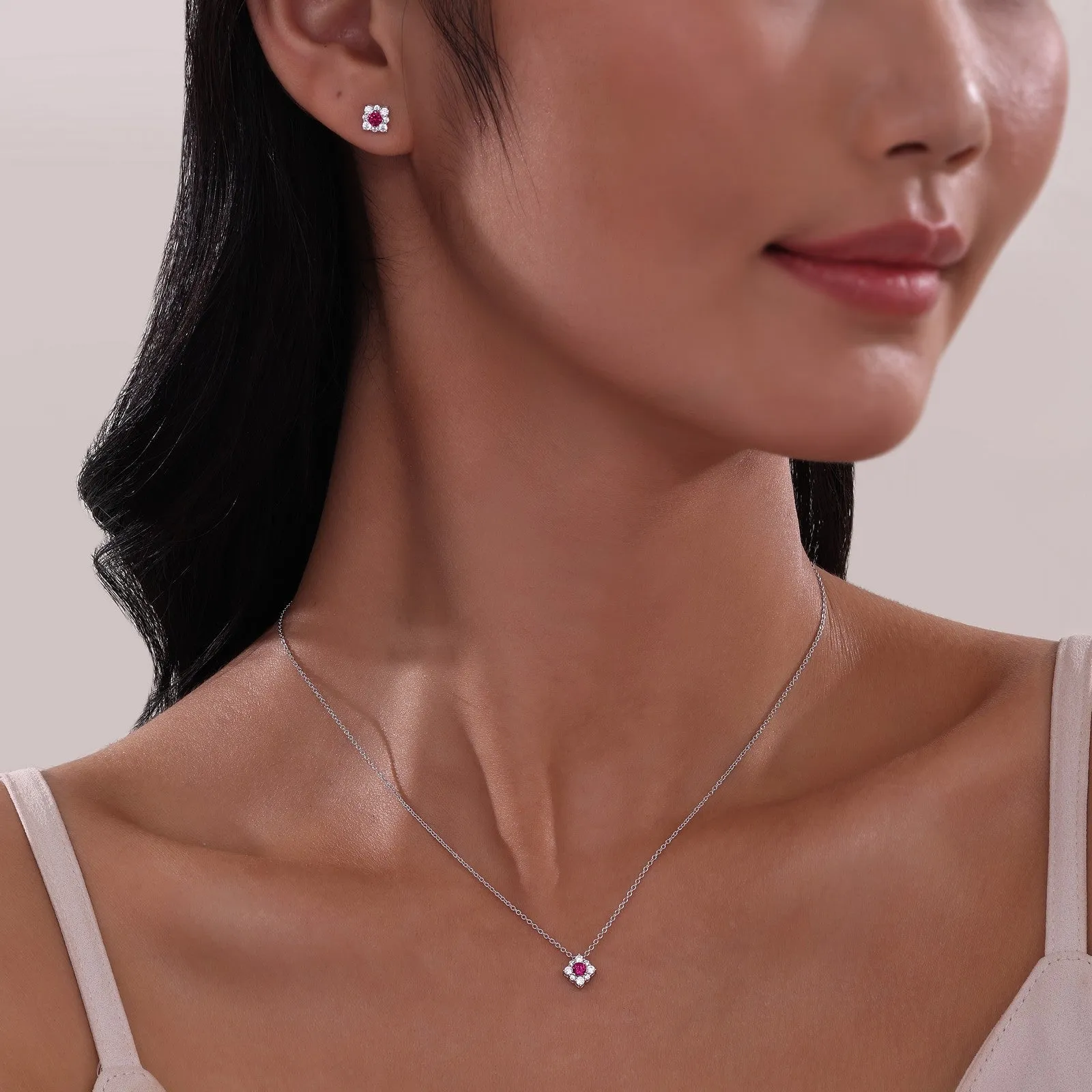 0.43 CTW Halo Necklace