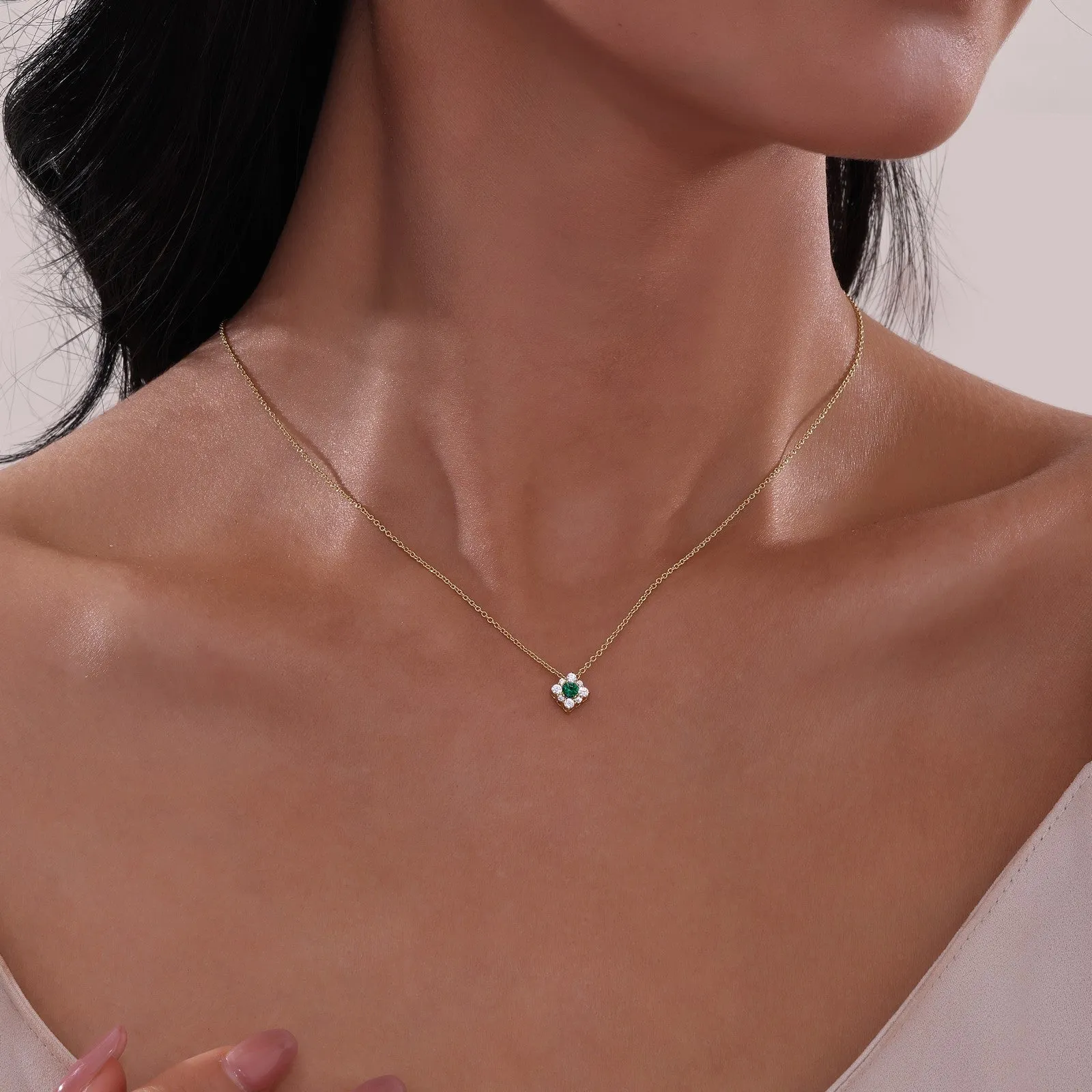 0.43 CTW Halo Necklace