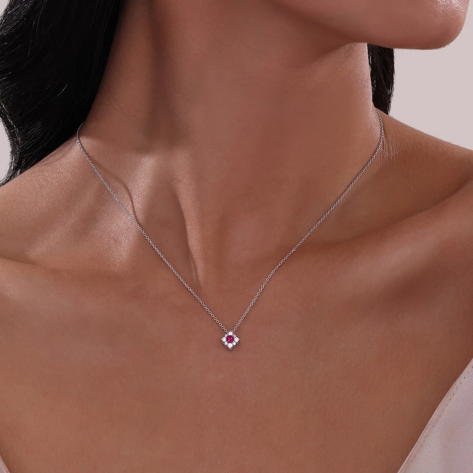 0.43 CTW Halo Necklace