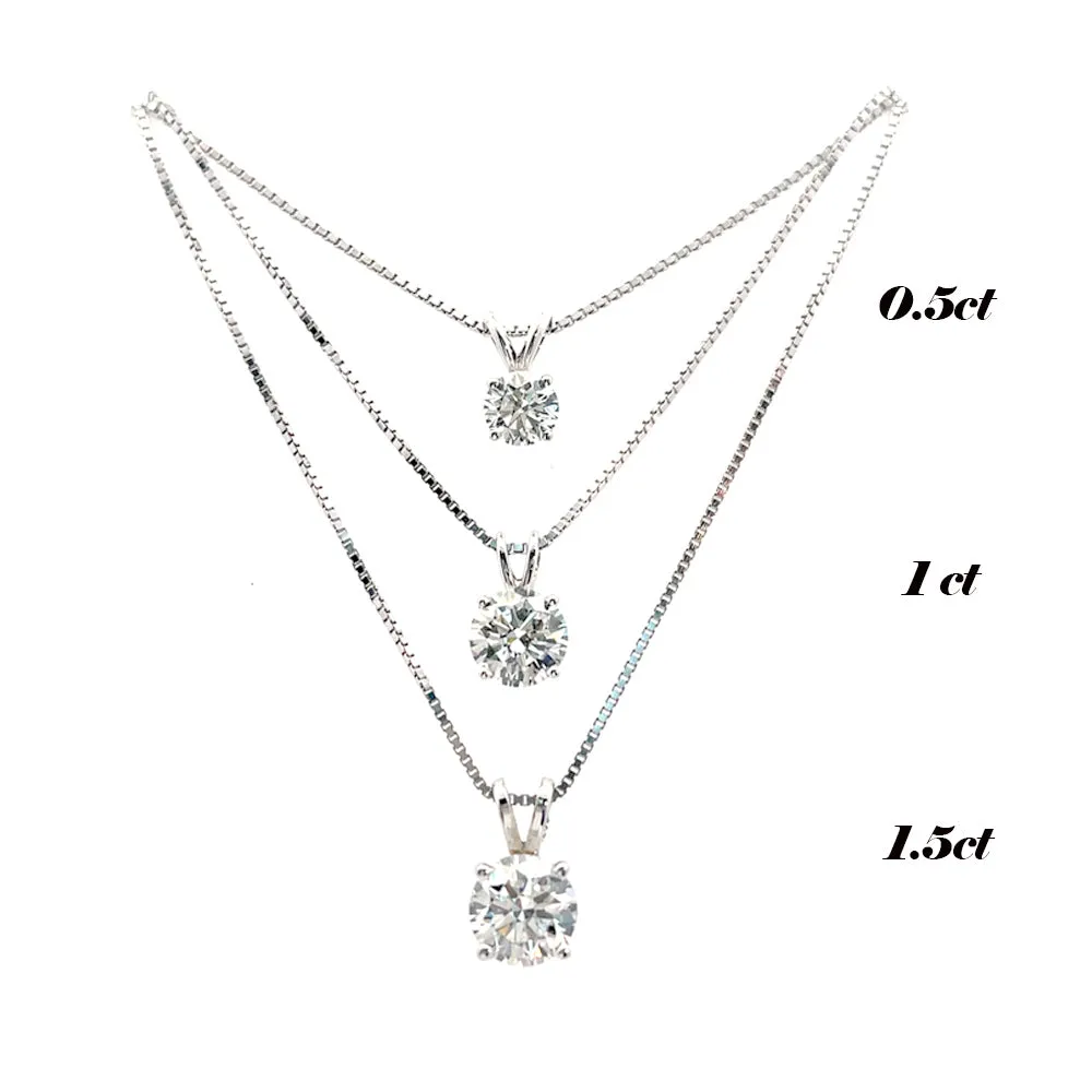 1 ct Artisan Lab-Created Diamond Solitaire Pendant 18k Gold with silver chain