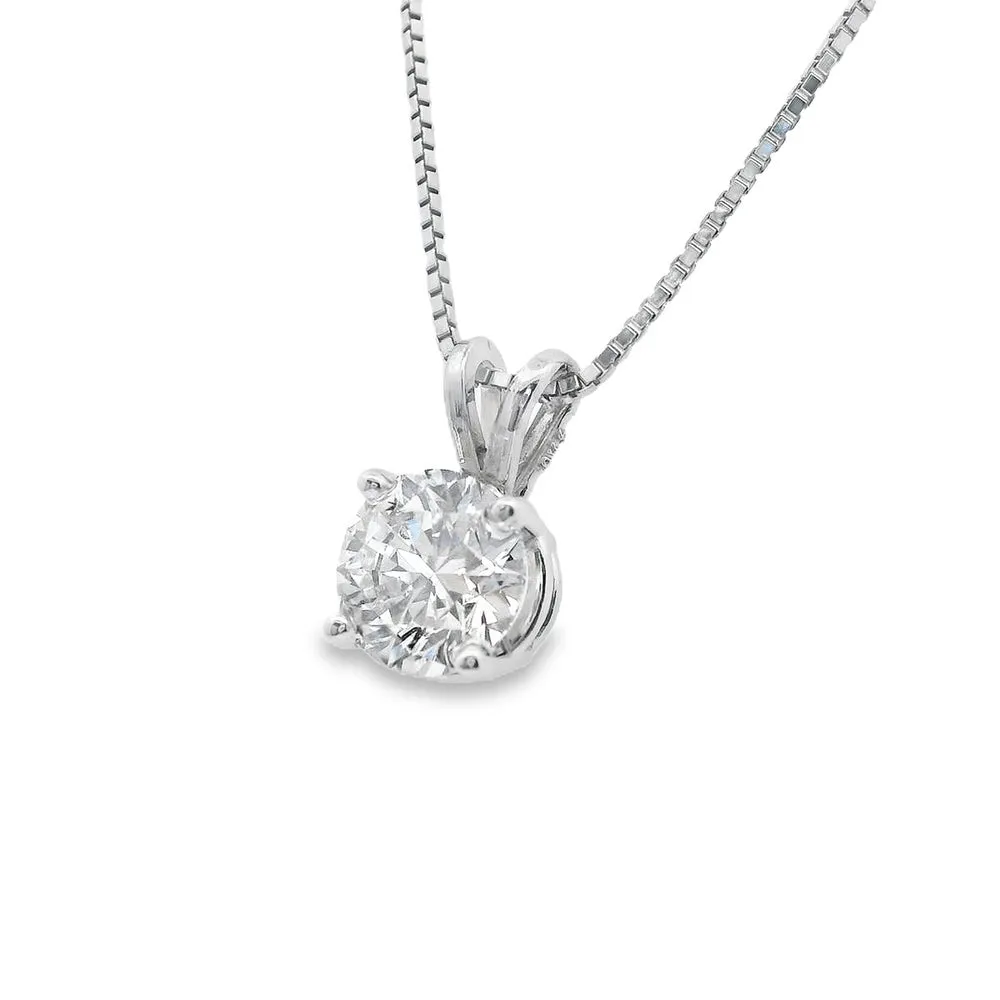 1 ct Artisan Lab-Created Diamond Solitaire Pendant 18k Gold with silver chain