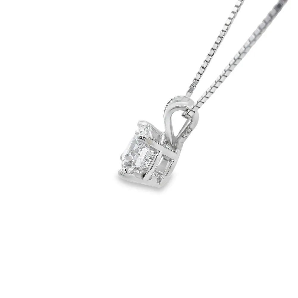 1 ct Artisan Lab-Created Diamond Solitaire Pendant 18k Gold with silver chain