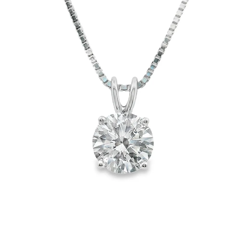 1 ct Artisan Lab-Created Diamond Solitaire Pendant 18k Gold with silver chain