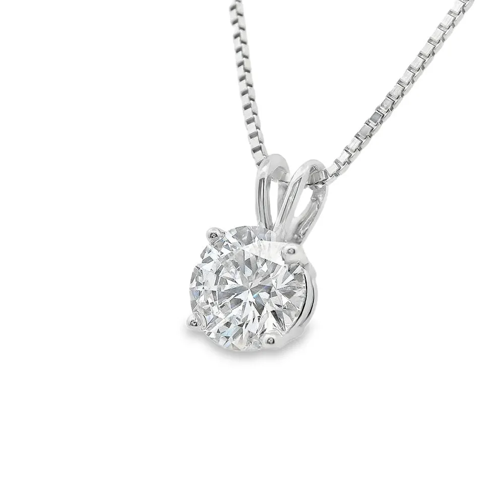 1 ct Artisan Lab-Created Diamond Solitaire Pendant 18k Gold with silver chain