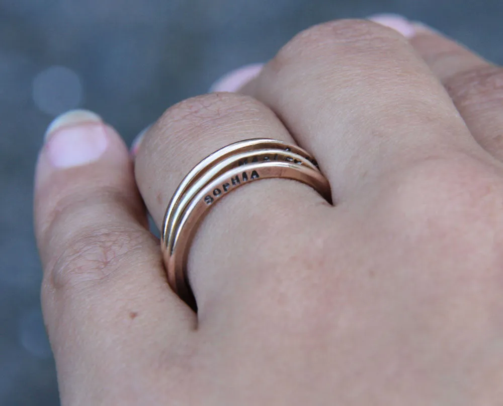 14k Gold Filled Personalized Hammered Ring (S0238)
