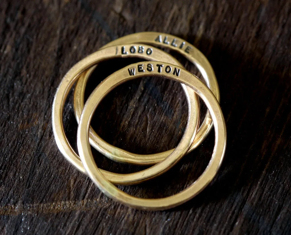 14k Gold Filled Personalized Hammered Ring (S0238)
