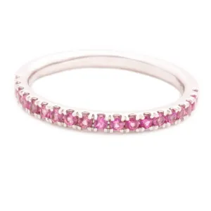 14k White Gold Pink Tourmaline Band