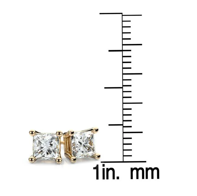 14k Yellow Gold 4-prong Princess Diamond Stud Earrings (0.25 Ct. T.w., Vs1-vs2 Clarity, H-i Color)