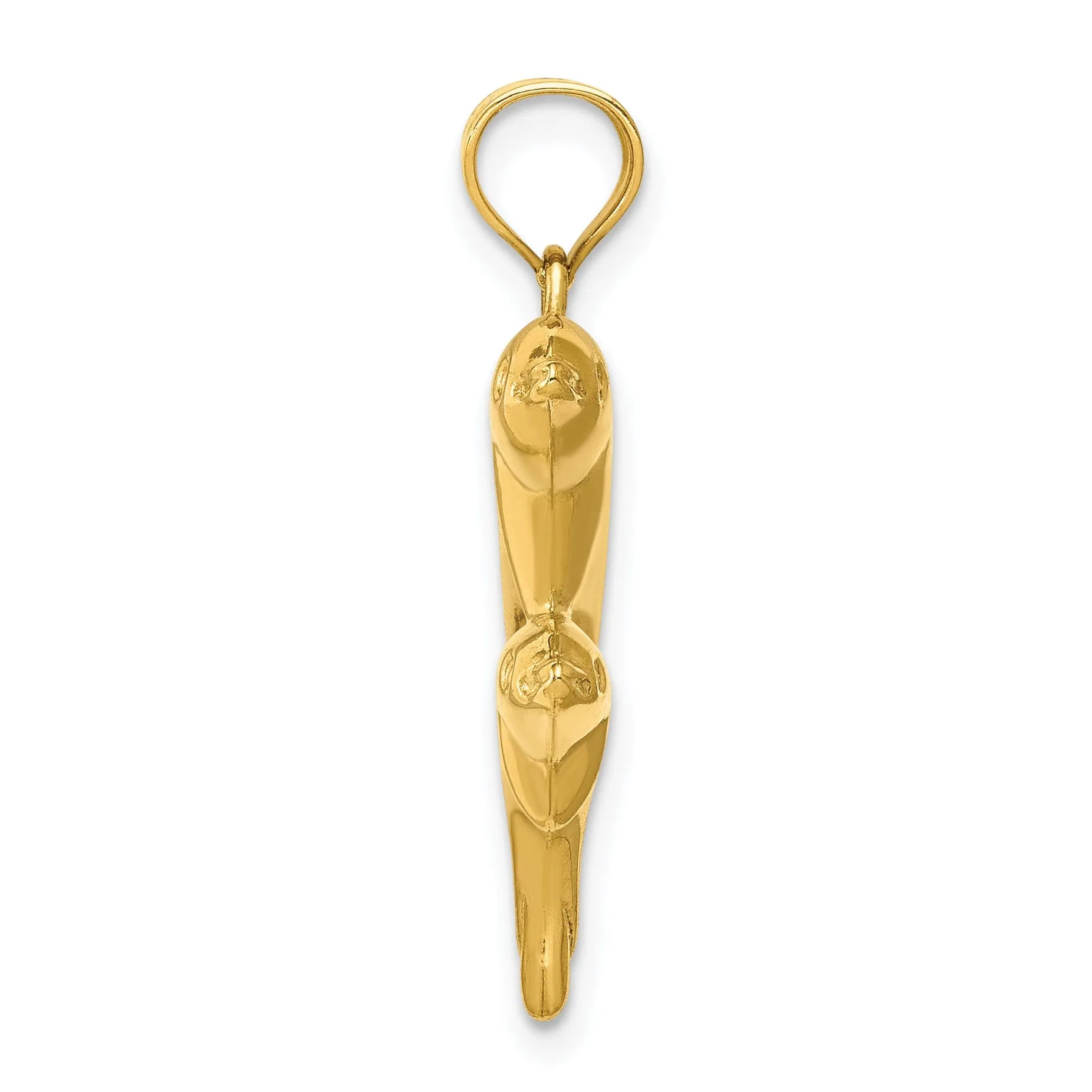 14k Yellow Gold Polished Finish Dolphin Pair Design Charm Pendant