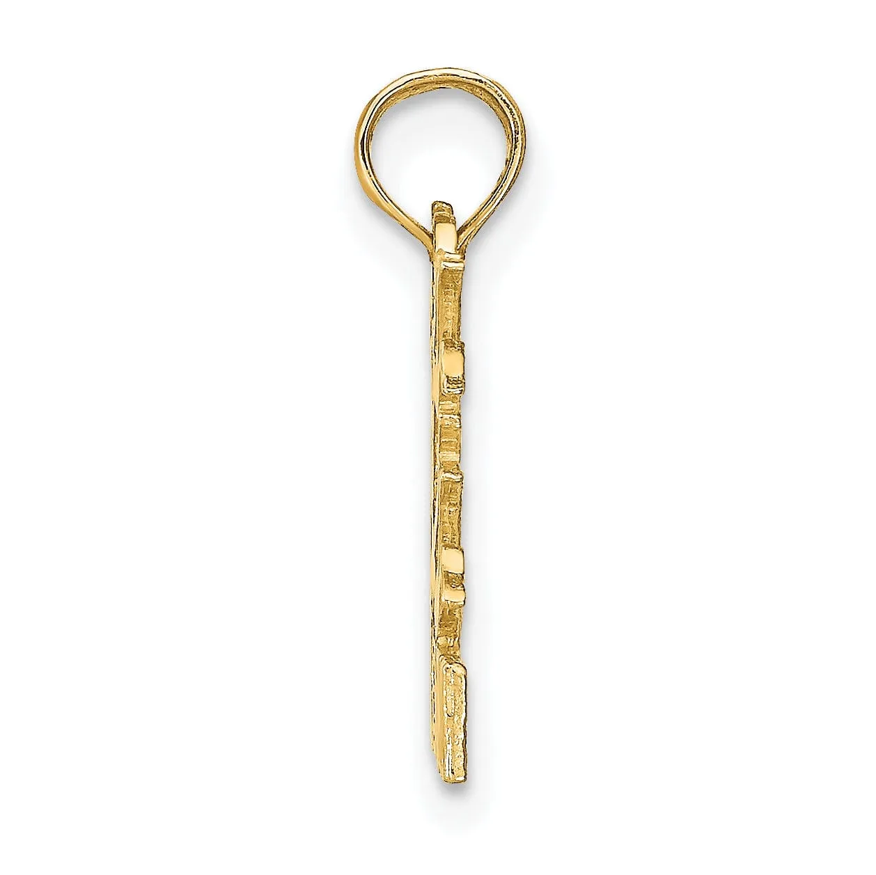 14K Yellow Gold Polished Textured Finish Zodiac GEMINI Charm Pendant