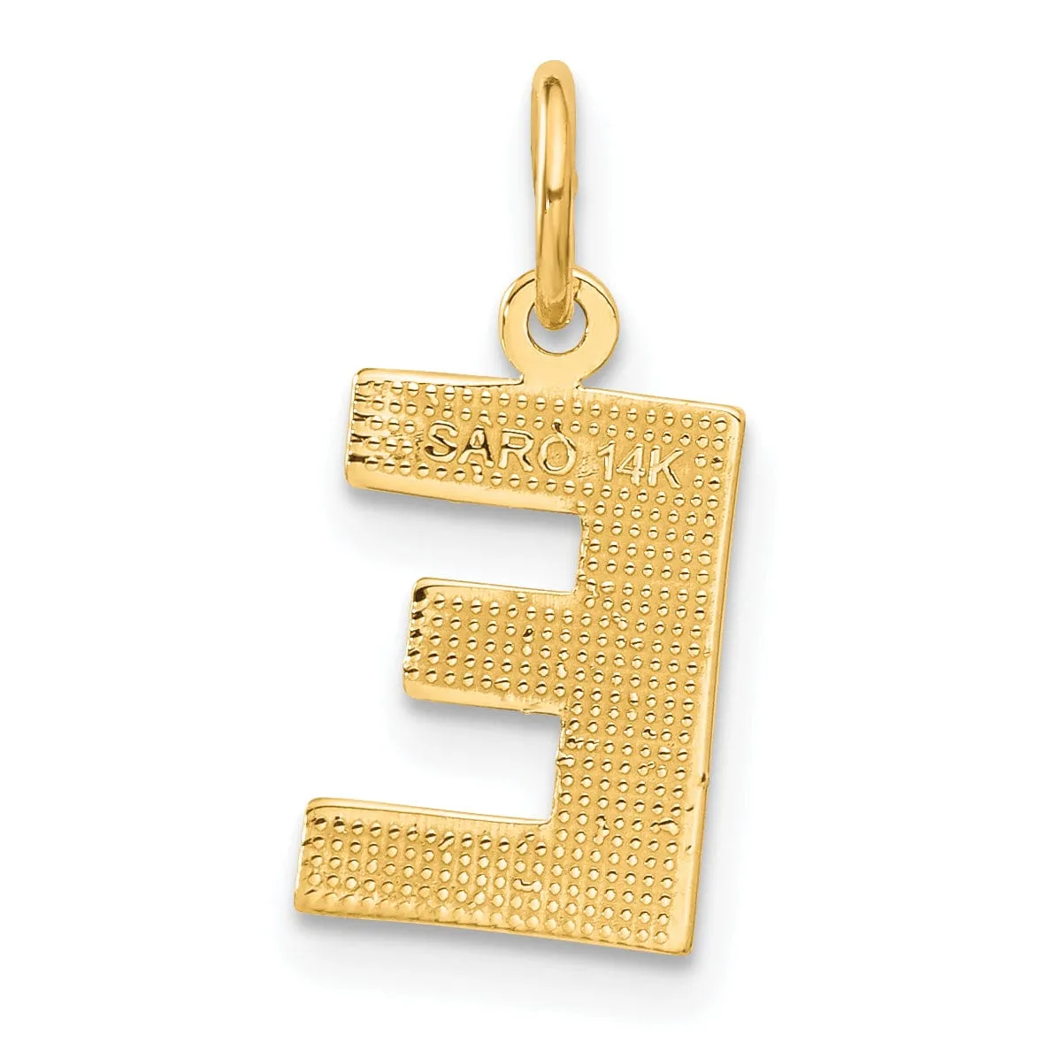14k Yellow Gold Satin Diamond Cut Finish Letter E Initial Charm Pendant
