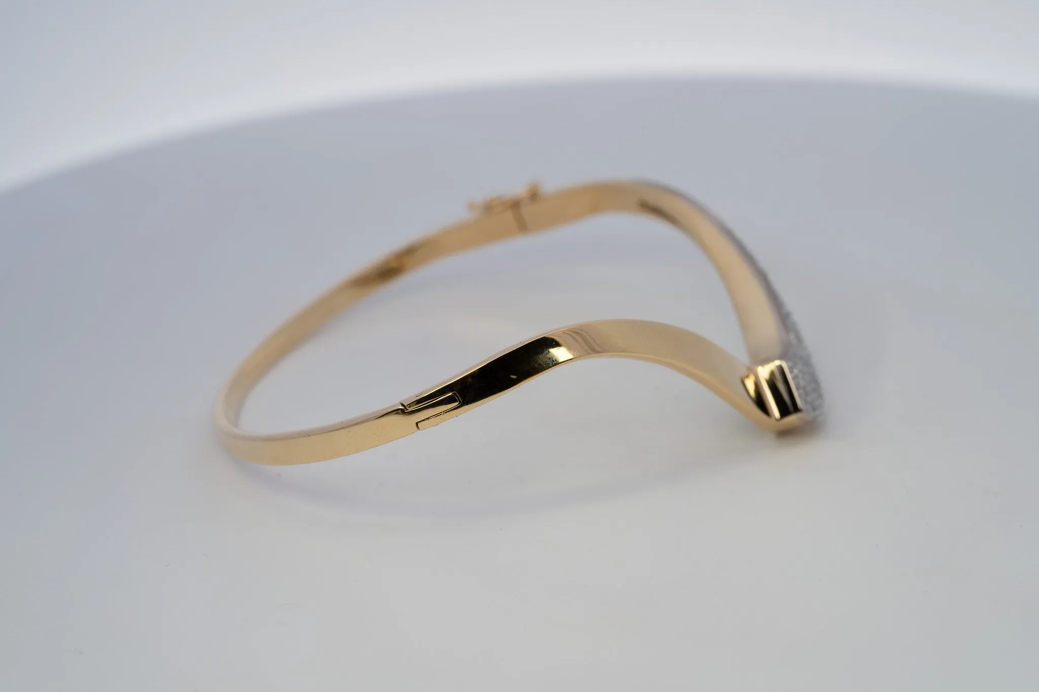 18ct Yellow & White Gold 52 stone Diamond Bangle.