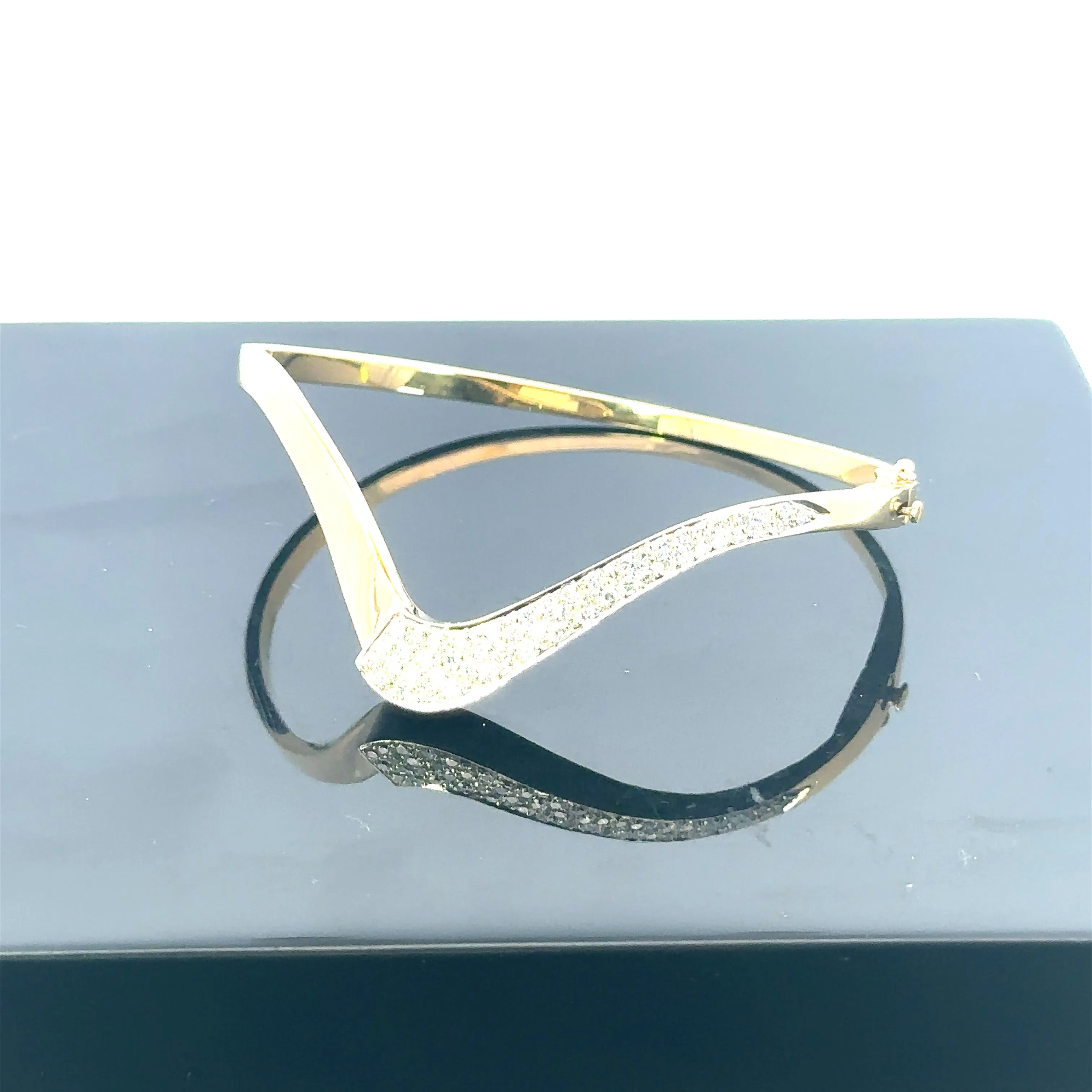 18ct Yellow & White Gold 52 stone Diamond Bangle.