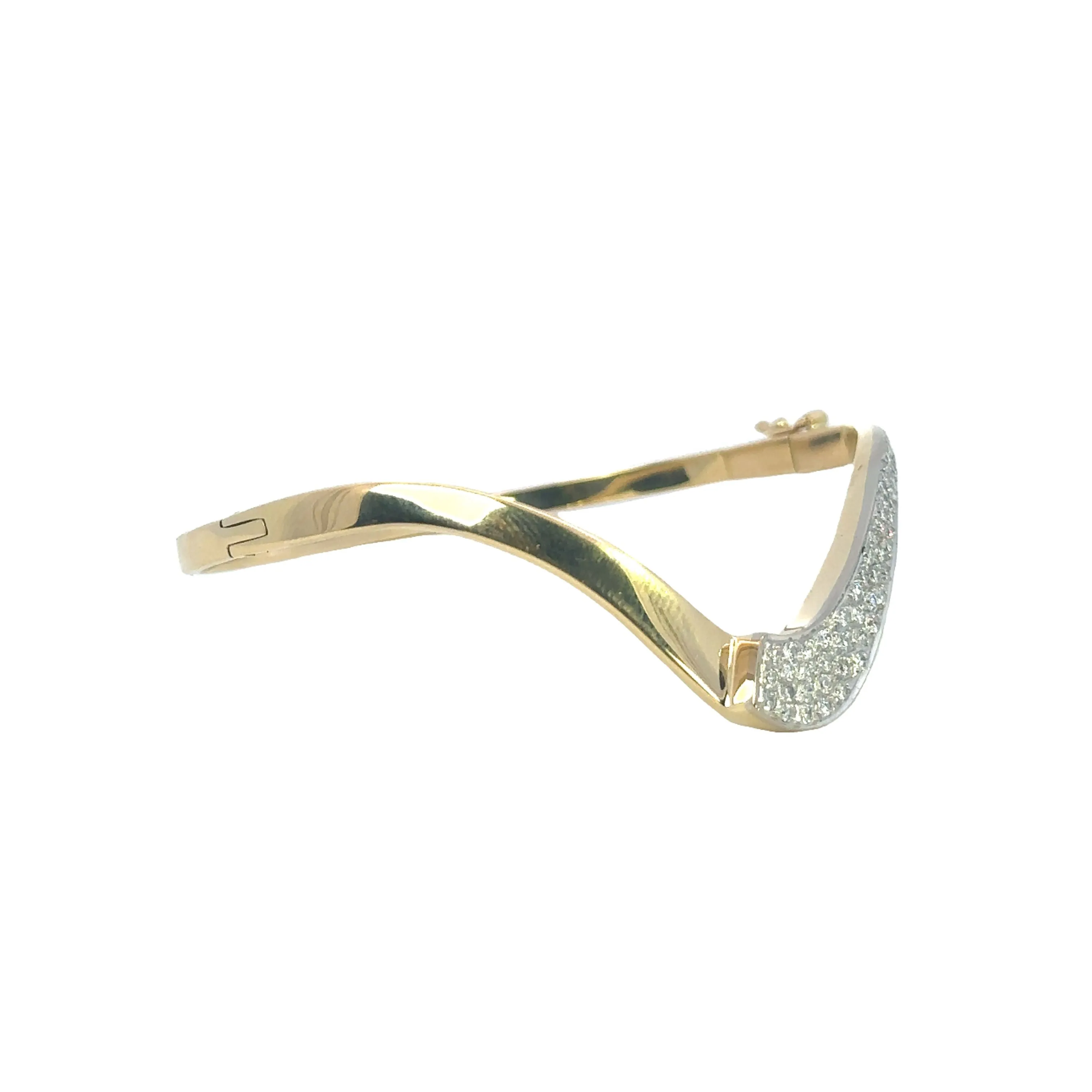 18ct Yellow & White Gold 52 stone Diamond Bangle.