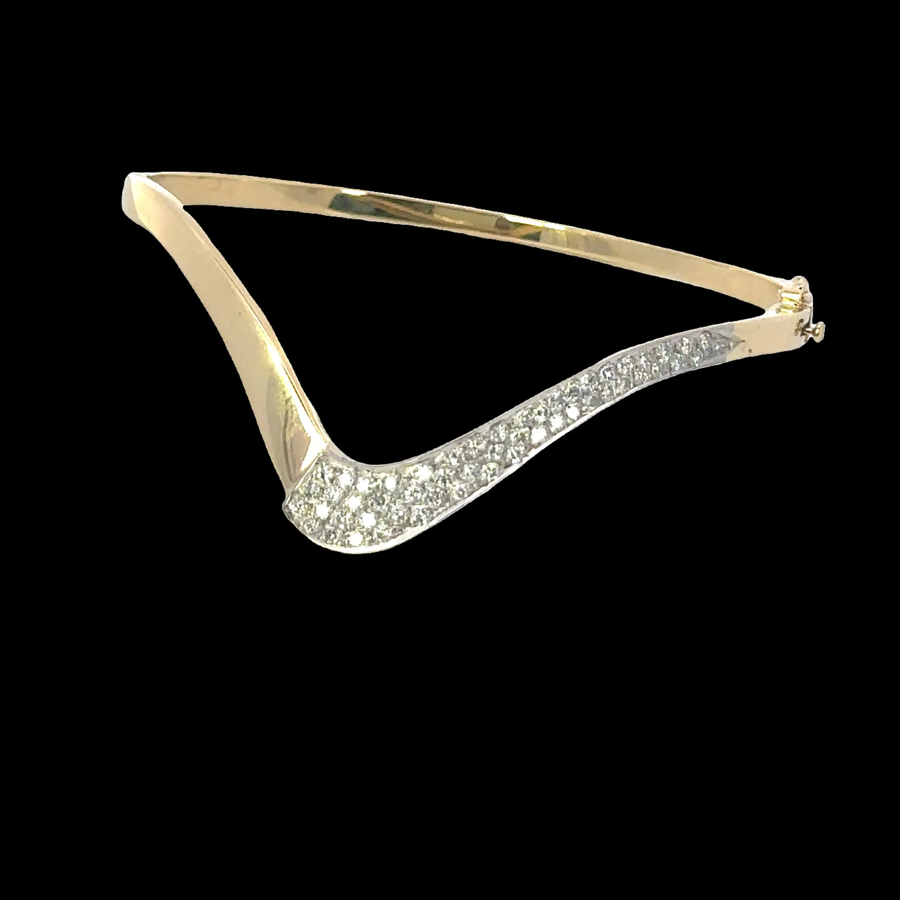 18ct Yellow & White Gold 52 stone Diamond Bangle.