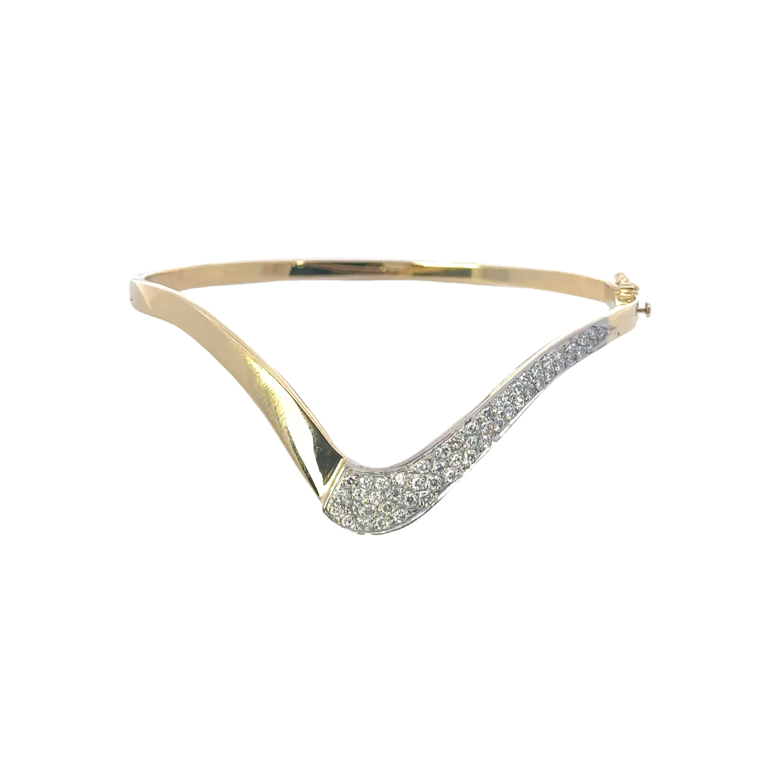 18ct Yellow & White Gold 52 stone Diamond Bangle.