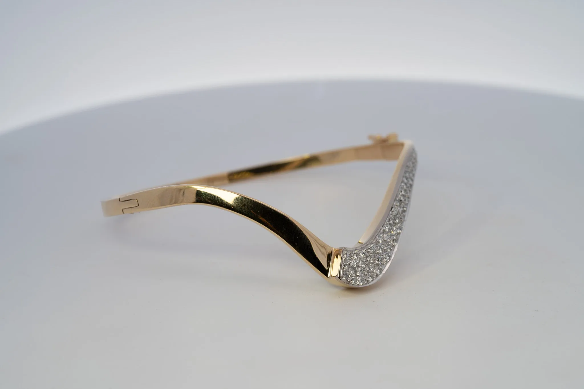 18ct Yellow & White Gold 52 stone Diamond Bangle.
