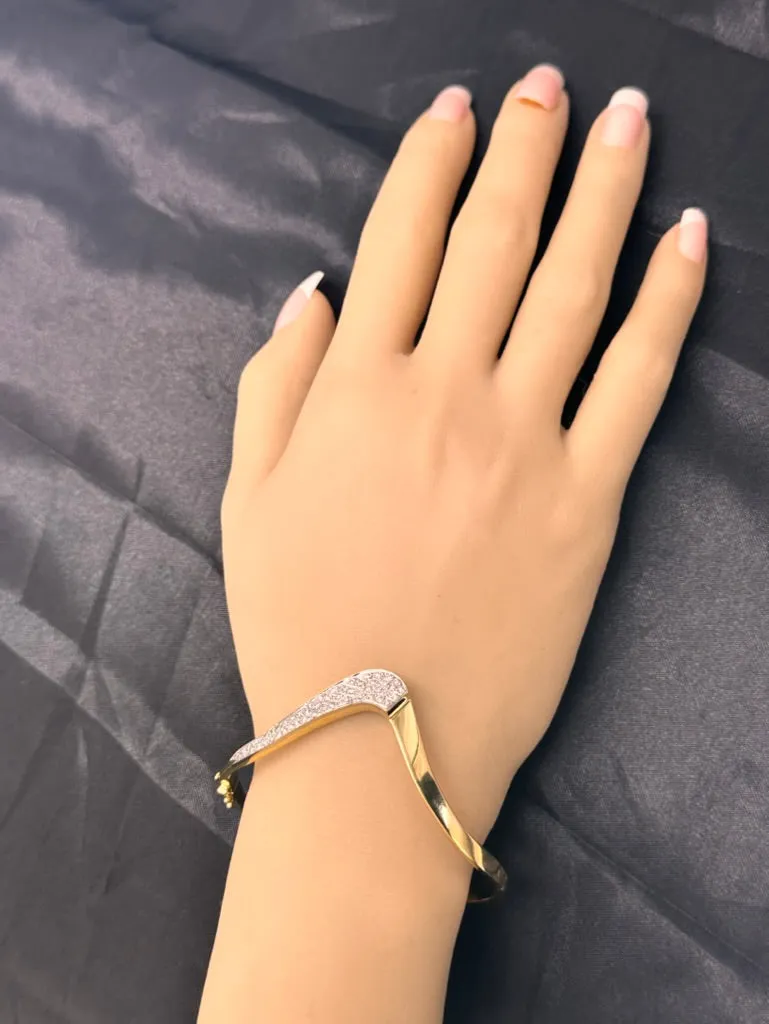 18ct Yellow & White Gold 52 stone Diamond Bangle.