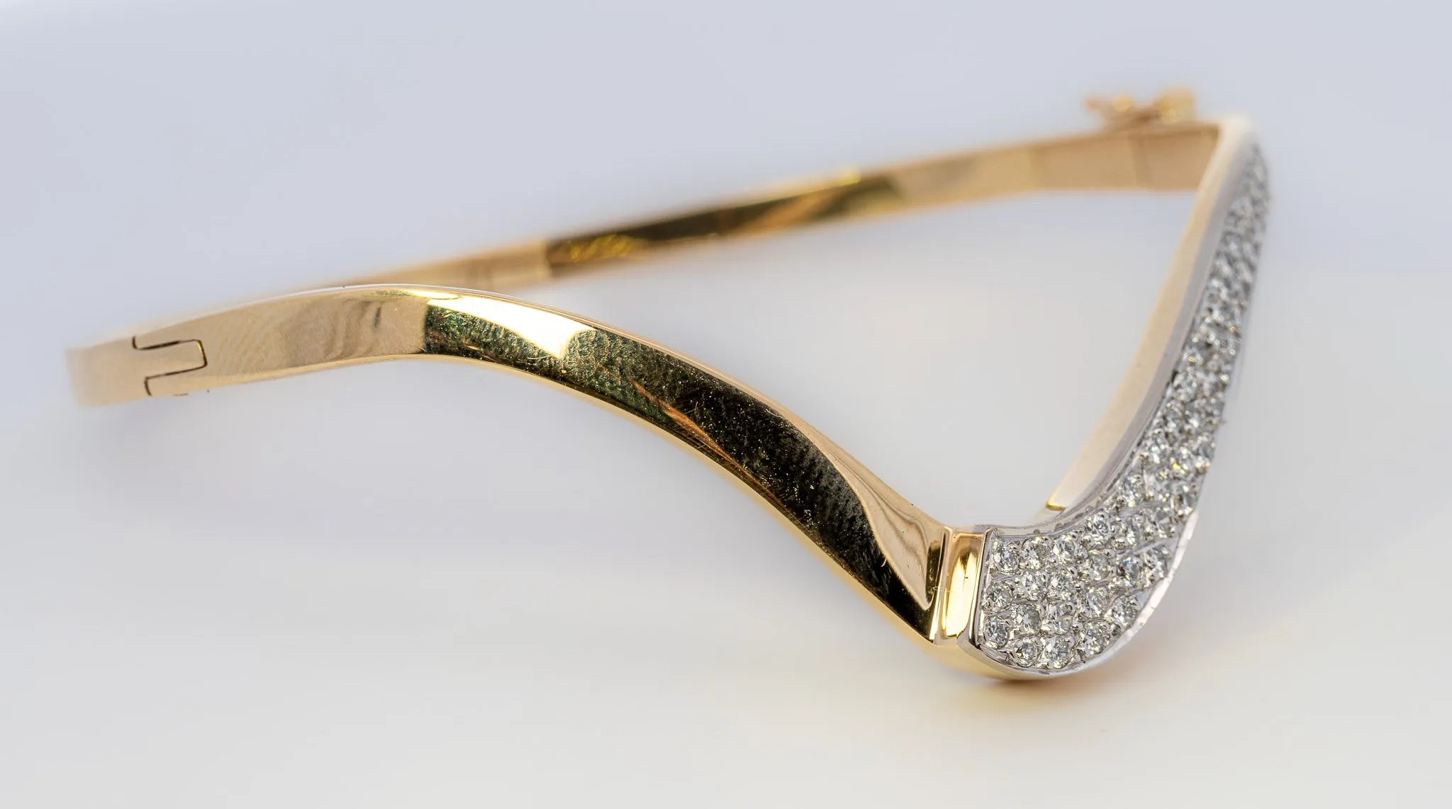 18ct Yellow & White Gold 52 stone Diamond Bangle.