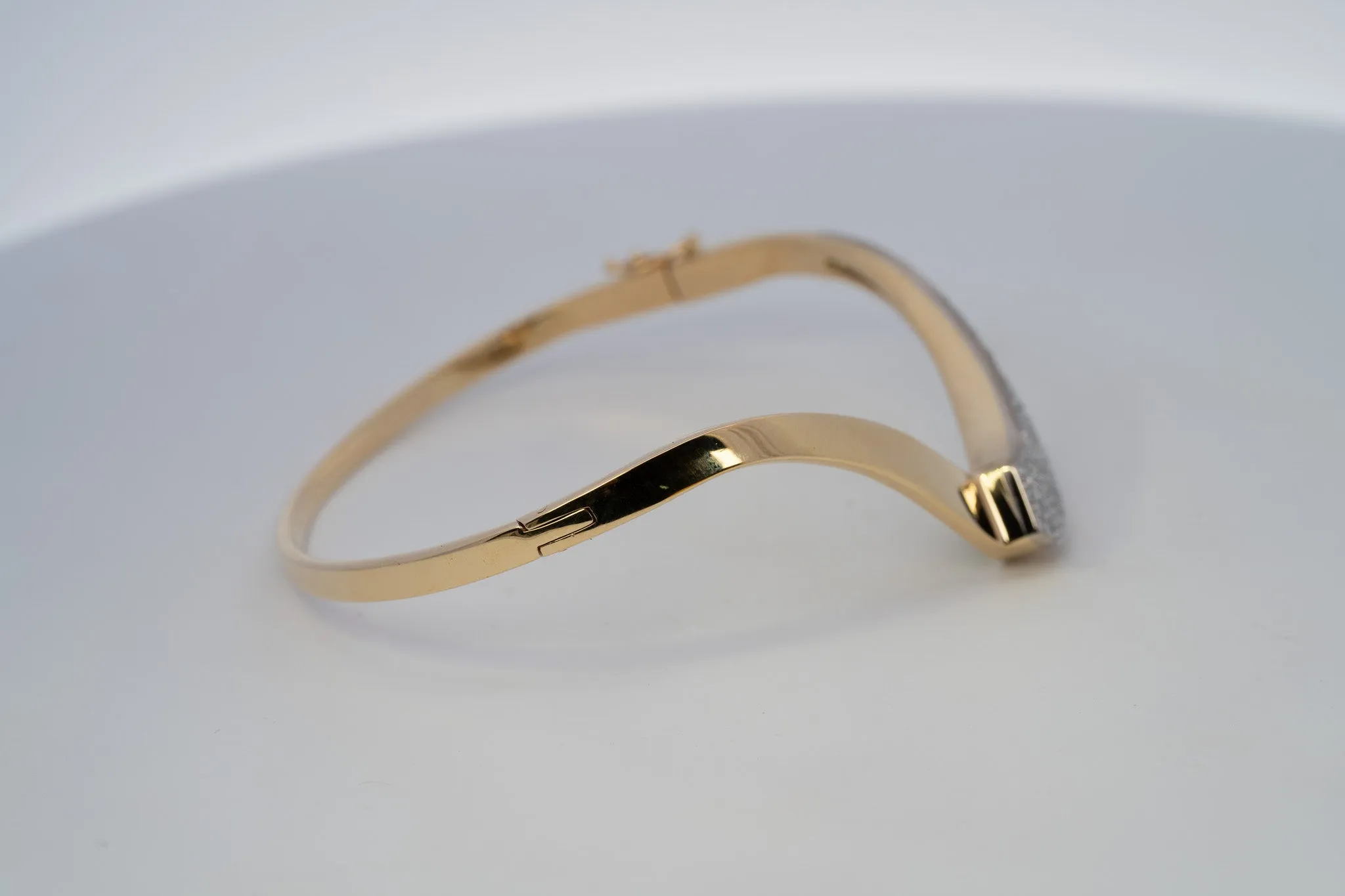 18ct Yellow & White Gold 52 stone Diamond Bangle.