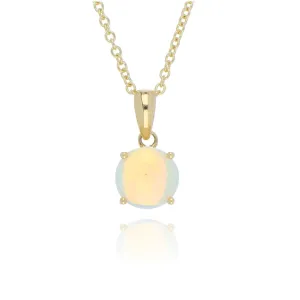 18ct Yellow Gold 0.74ct Round Claw Set Opal Necklace