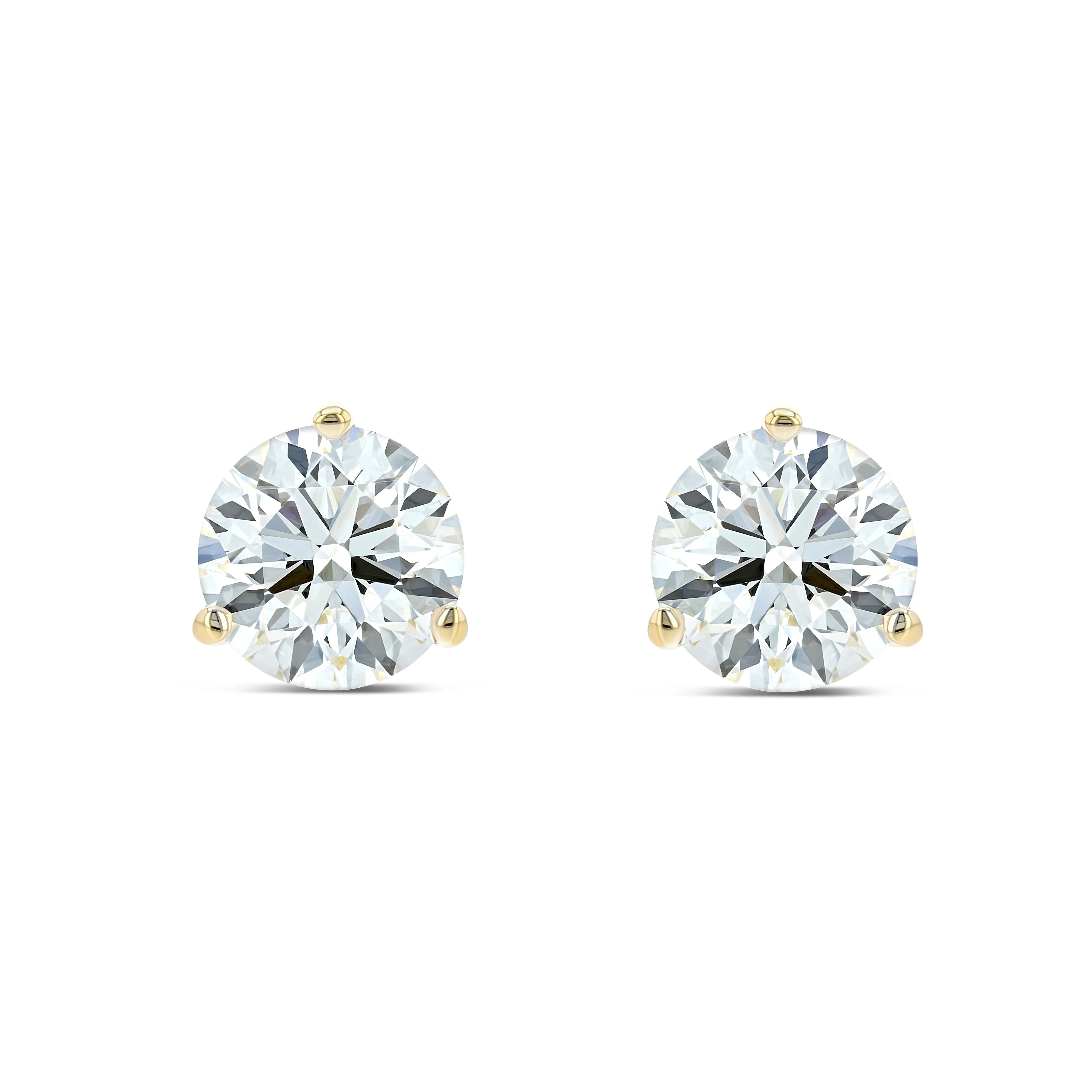 18k Yellow Gold 3-prong Round Brilliant Diamond Stud Earrings (0.22 Ct. T.w., Si1-si2 Clarity, H-i Color)