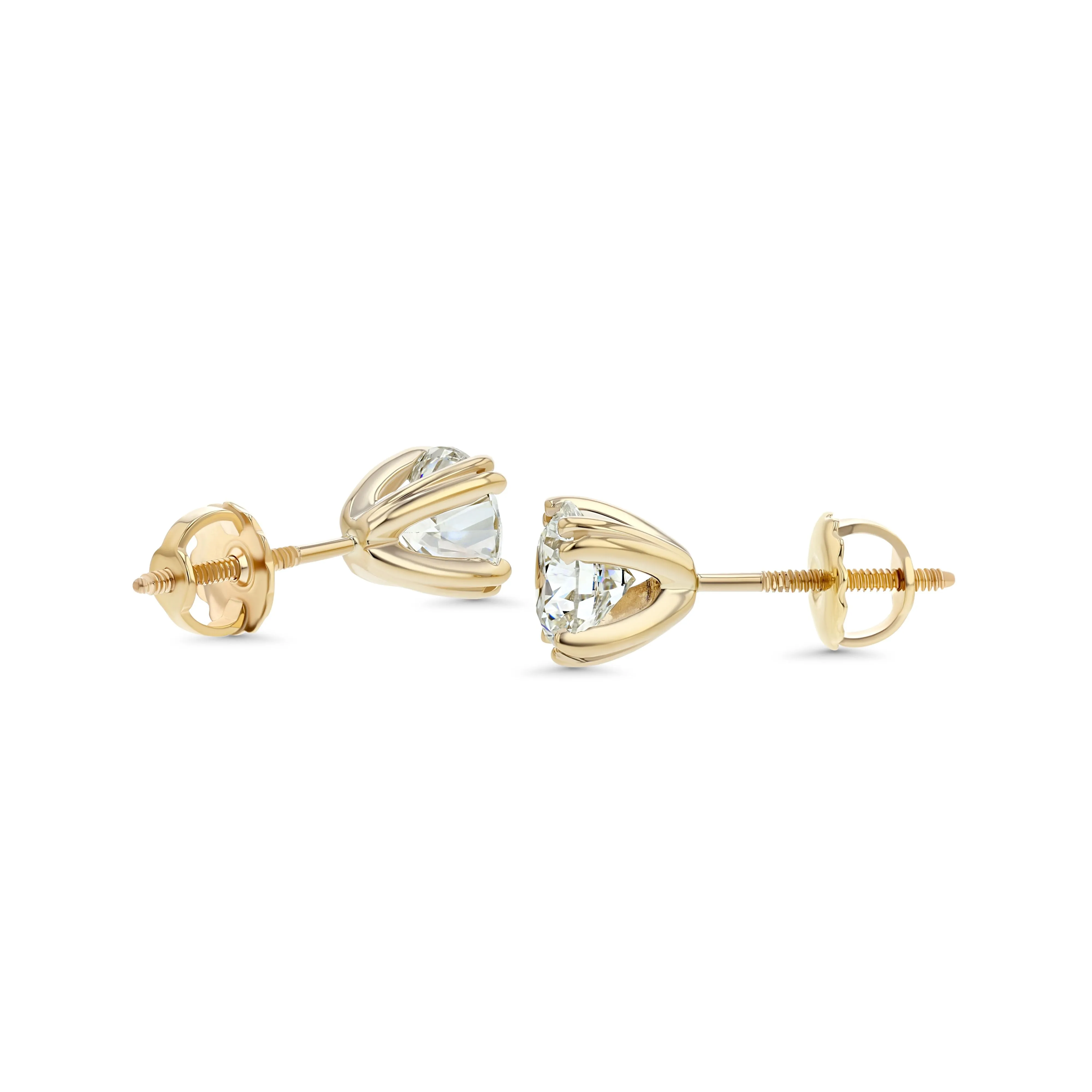 18k Yellow Gold 8-prong Round Brilliant Diamond Stud Earrings (1.06 Ct. T.w., Vs1-vs2 Clarity, F-g Color)
