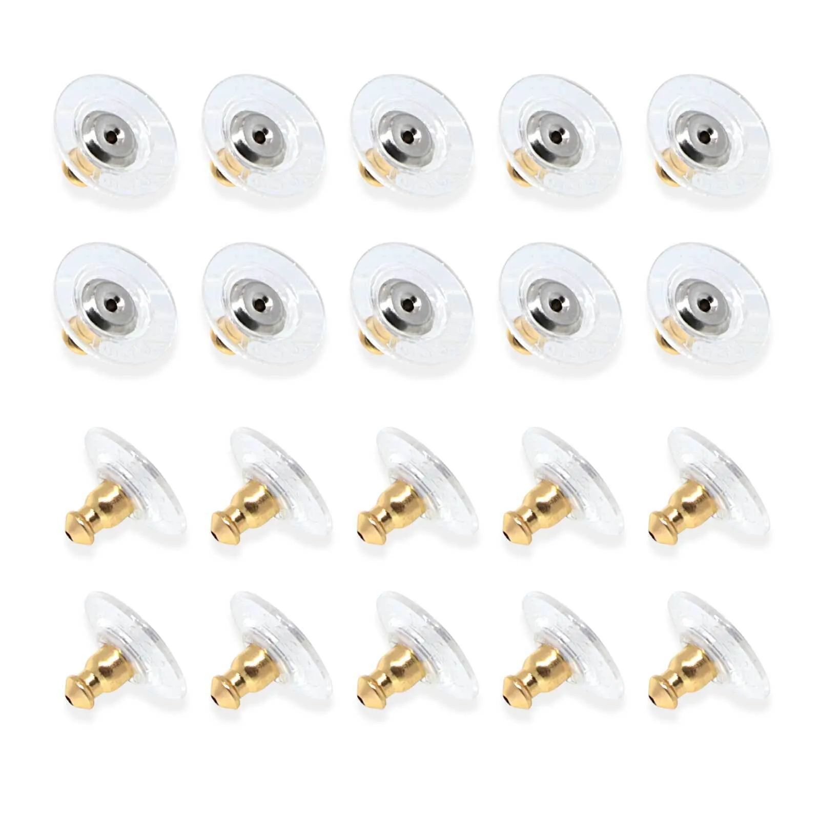 1928 Jewelry 20 Pair Pack Bullet Clutch Earring Backs With Round Safety Backs