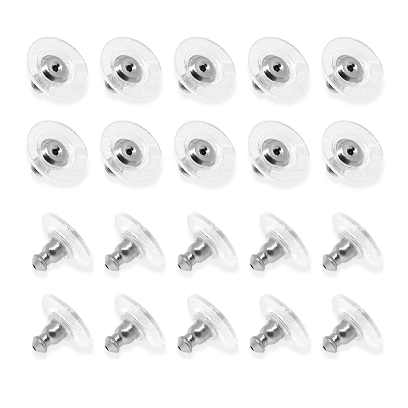 1928 Jewelry 20 Pair Pack Bullet Clutch Earring Backs With Round Safety Backs
