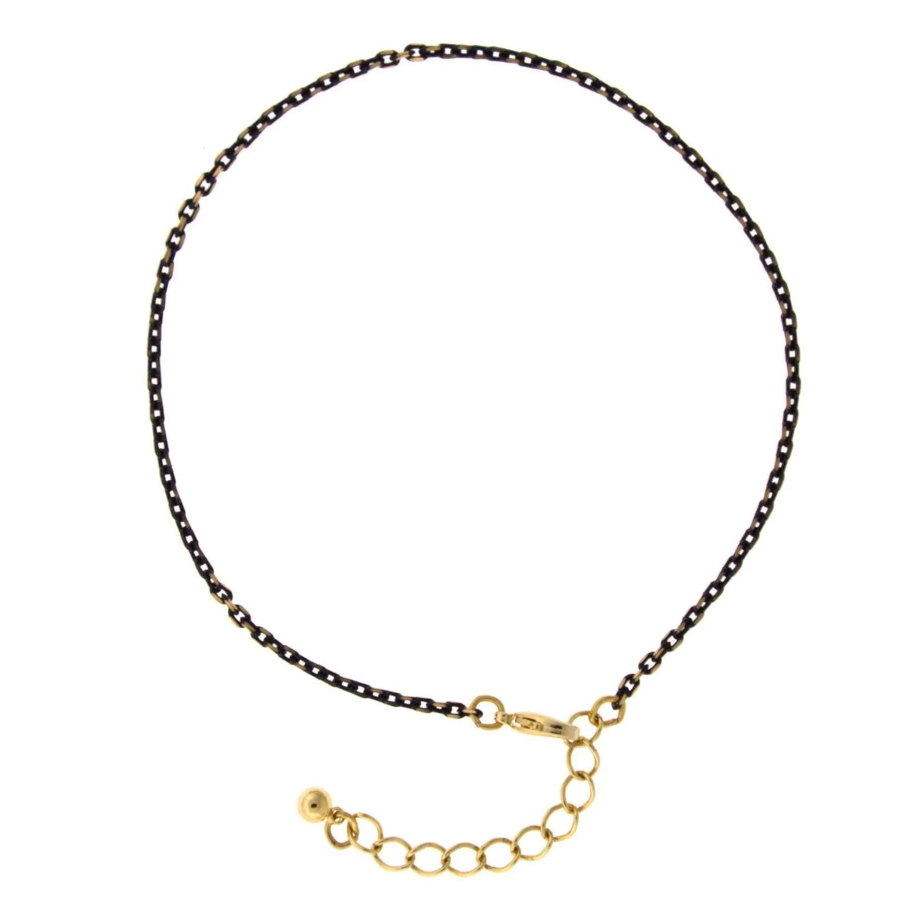 1928 Jewelry Eclipse Black And Gold Chain Anklet 9"   1.5" Extension