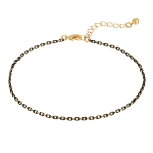 1928 Jewelry Eclipse Black And Gold Chain Anklet 9"   1.5" Extension