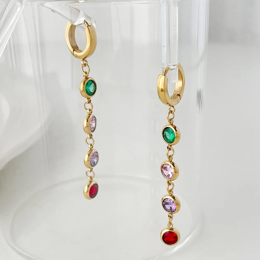 316L Stainless Steel Jewelry Stylish Cubic Zirconia Long Earrings