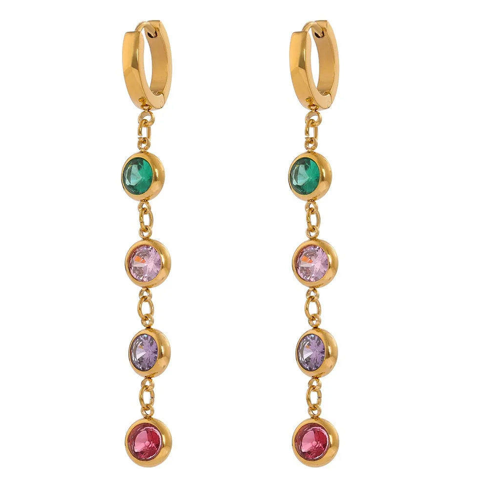 316L Stainless Steel Jewelry Stylish Cubic Zirconia Long Earrings