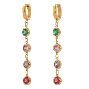 316L Stainless Steel Jewelry Stylish Cubic Zirconia Long Earrings