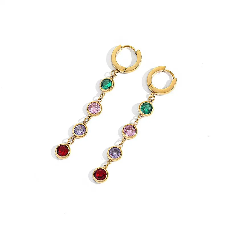 316L Stainless Steel Jewelry Stylish Cubic Zirconia Long Earrings