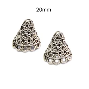 4 Pairs (8 Pcs) pkg. Cone Caps Oxidized Silver Plated Handmade Jhumka Jhumki Earrings base Jewelry Findings