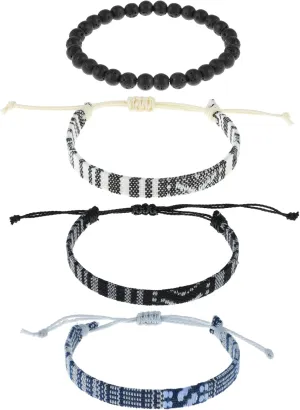 4pcs Beach Bracelet Set for Men Surfer Bracelet Braided Boho Summer Bracelets Adjustable Mens Bracelet Women Handmade String Rope Jewelry Gifts Birthday Gift