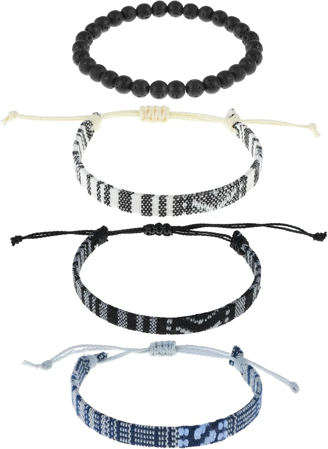 4pcs Beach Bracelet Set for Men Surfer Bracelet Braided Boho Summer Bracelets Adjustable Mens Bracelet Women Handmade String Rope Jewelry Gifts Birthday Gift