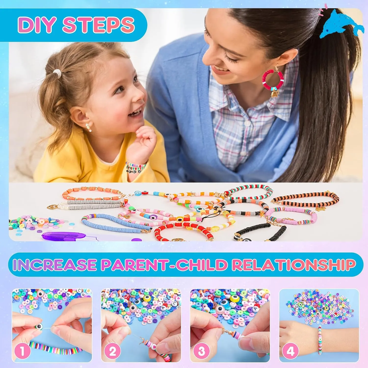 5800 PCS Clay Beads Bracelet Making Kit, 24 Colors Flat Preppy Beads for Friendship Jewelry Making, Polymer Heishi Beads with Charms DIY Arts and Crafts Birthday Gifts Toys for Teen Girls Age 6 