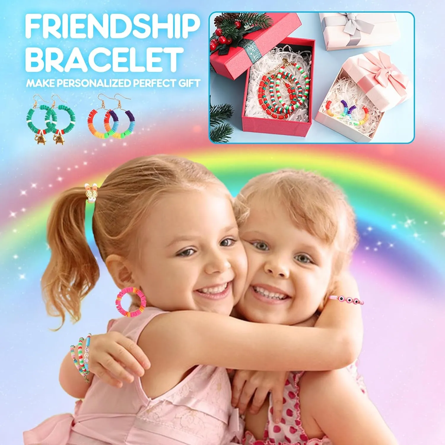 5800 PCS Clay Beads Bracelet Making Kit, 24 Colors Flat Preppy Beads for Friendship Jewelry Making, Polymer Heishi Beads with Charms DIY Arts and Crafts Birthday Gifts Toys for Teen Girls Age 6 