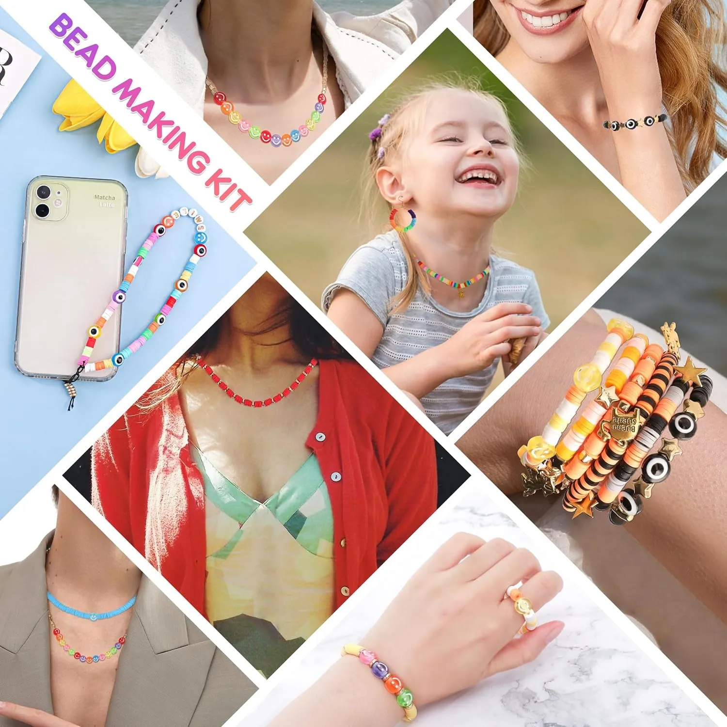5800 PCS Clay Beads Bracelet Making Kit, 24 Colors Flat Preppy Beads for Friendship Jewelry Making, Polymer Heishi Beads with Charms DIY Arts and Crafts Birthday Gifts Toys for Teen Girls Age 6 
