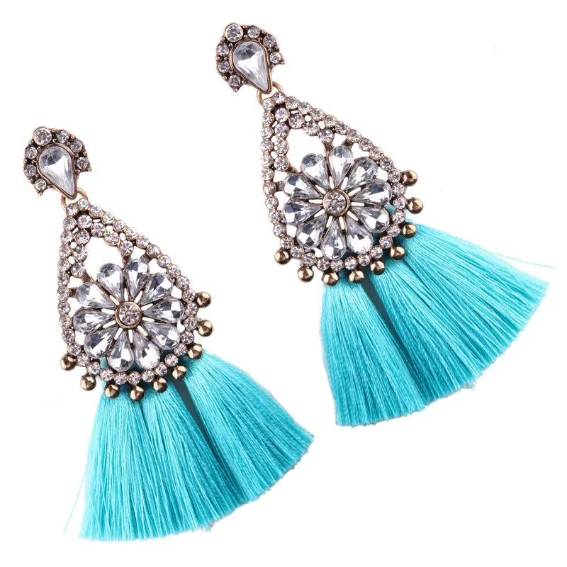 8 color Women s long earrings hanging drops tassels earring for Xmas bohemia party