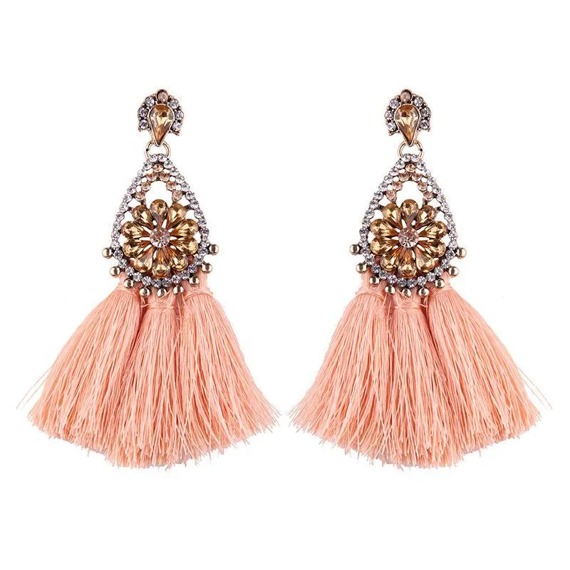 8 color Women s long earrings hanging drops tassels earring for Xmas bohemia party