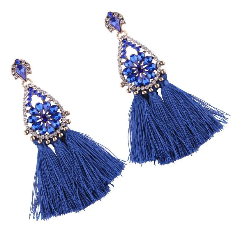 8 color Women s long earrings hanging drops tassels earring for Xmas bohemia party