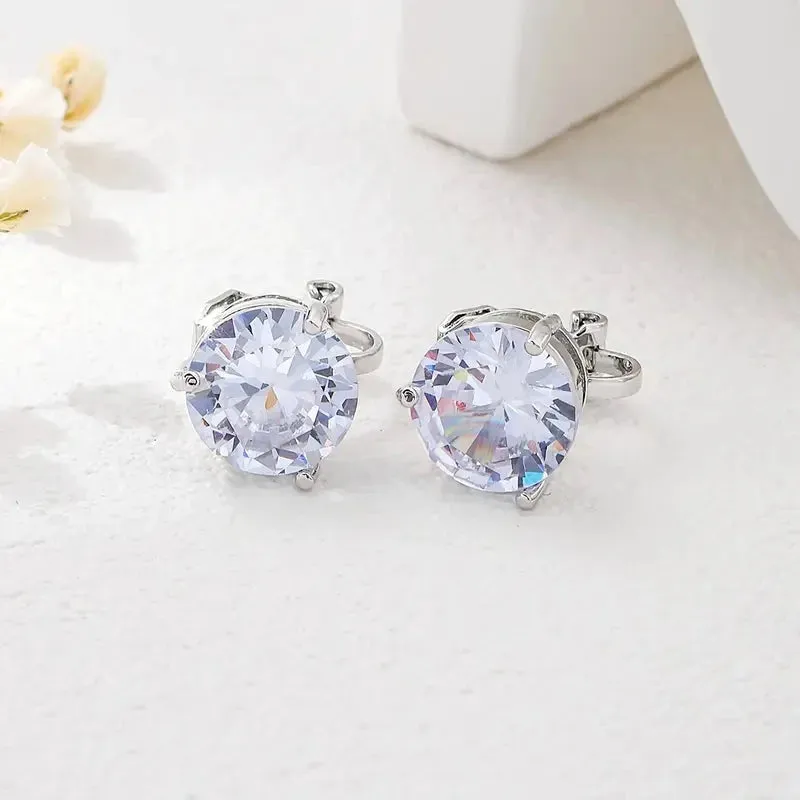 A Pair Of Unique And Stylish Zirconia Clip-on Earrings For Ladies