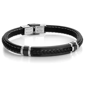 Accented Leather Bracelet 8mm | Italgem Steel